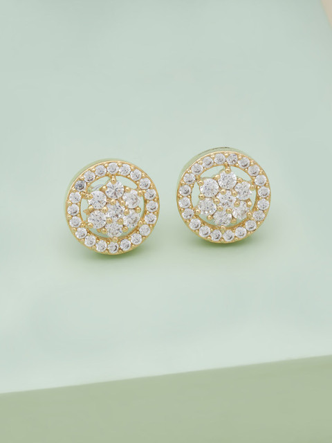 

Kushal's Fashion Jewellery Women Gold Plated White Circular Studs Earrings