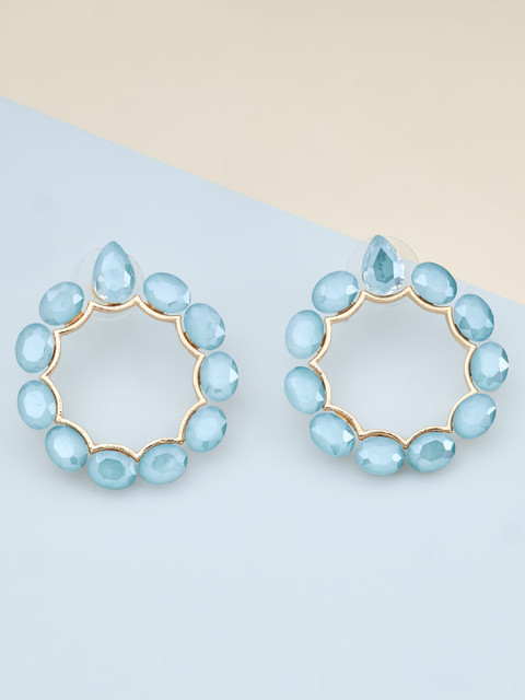 

Kushal's Fashion Jewellery Circular Studs Earrings, Sea green