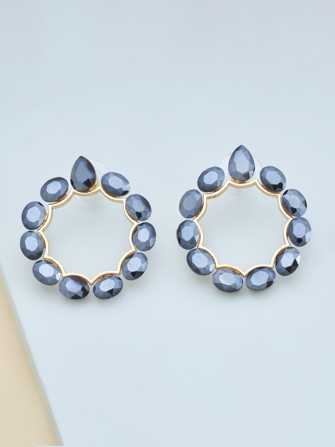 

Kushal's Fashion Jewellery Black Circular Studs Earrings