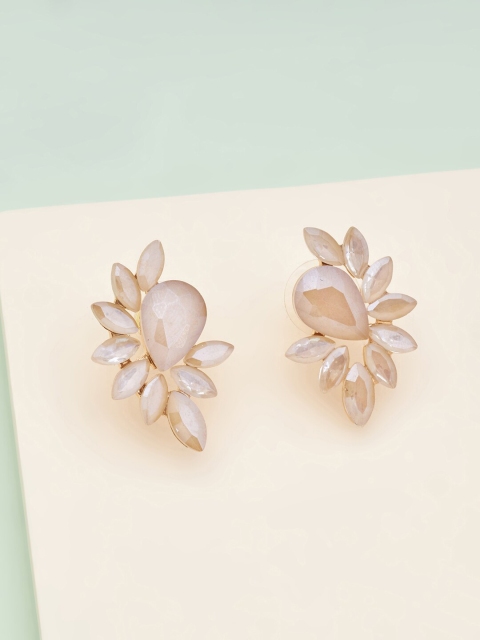 

Kushal's Fashion Jewellery Women Champagne Floral Studs Earrings