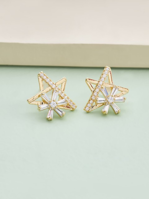 

Kushal's Fashion Jewellery White Star Shaped Studs Earrings