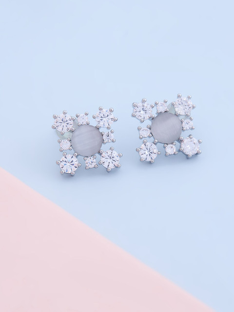 

Kushal's Fashion Jewellery Women White Square Studs Earrings
