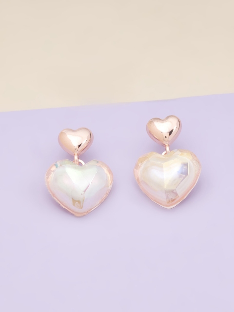 

Kushal's Fashion Jewellery Women White Heart Shaped Drop Earrings