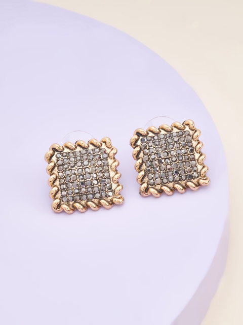 

Kushal's Fashion Jewellery Grey Square Studs Earrings