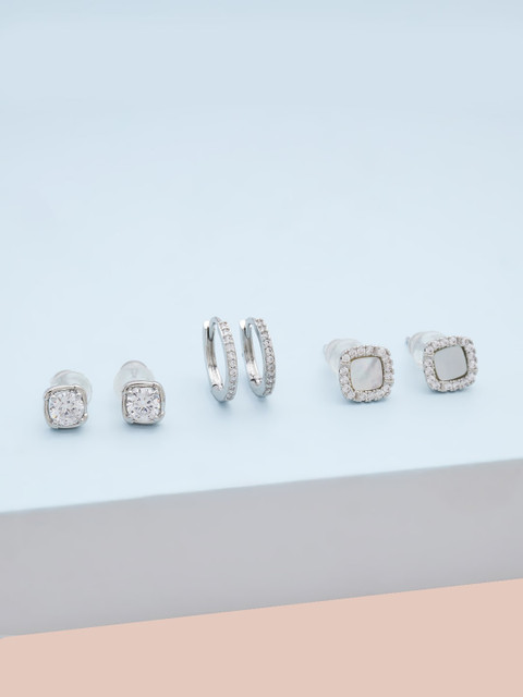 

Kushal's Fashion Jewellery White Square Studs Earrings