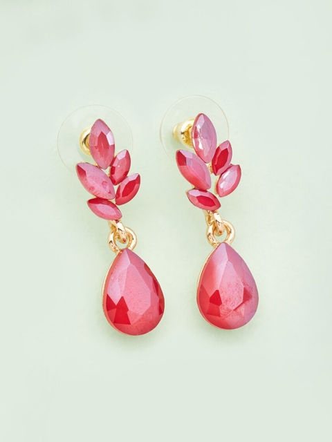 

Kushal's Fashion Jewellery Red Teardrop Shaped Studs Earrings