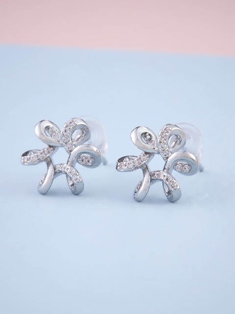 

Kushal's Fashion Jewellery Women White Floral Rhodium Plated Studs Earrings