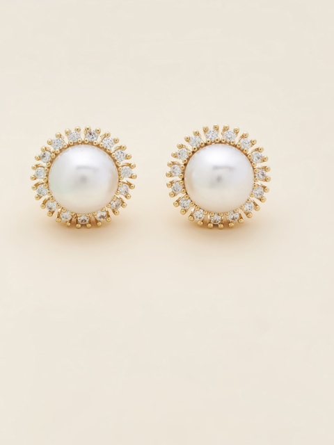 

Kushal's Fashion Jewellery White Circular Studs Earrings