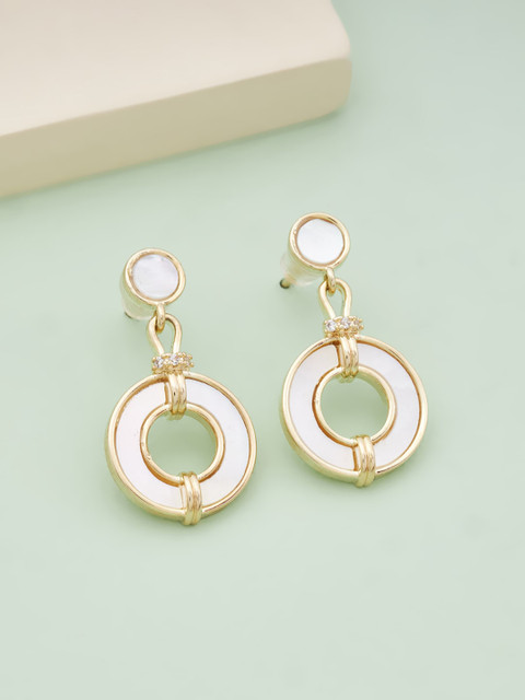 

Kushal's Fashion Jewellery Women White Gold Plated Circular Drop Earrings