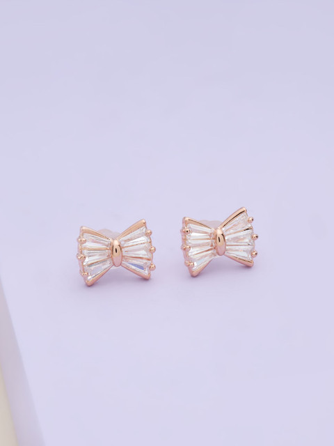 

Kushal's Fashion Jewellery Women Rose-Gold Plated White Quirky Studs Earrings