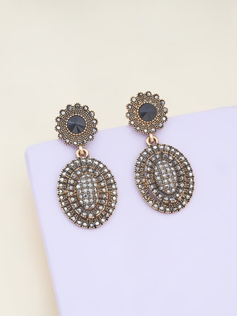 

Kushal's Fashion Jewellery Black Oval Jhumkas Earrings
