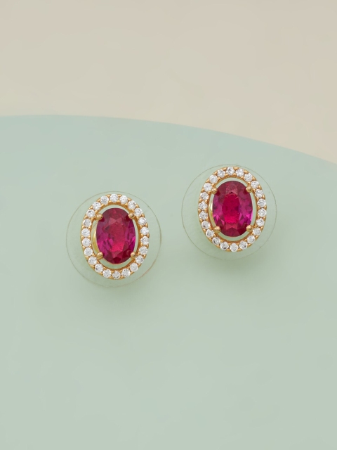 

Kushal's Fashion Jewellery Green Oval Studs Earrings