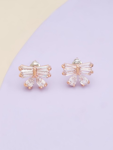 

Kushal's Fashion Jewellery Rose Gold Plated & White Cubic Zirconia Contemporary Studs