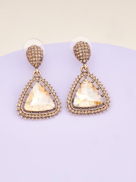 

Kushal's Fashion Jewellery Gold Plated Champagne Triangular Drop Earrings