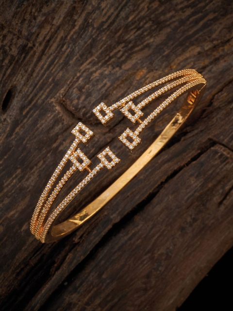 

Kushal's Fashion Jewellery White Gold Plated Kada With Sparkling Cubic Zirconia