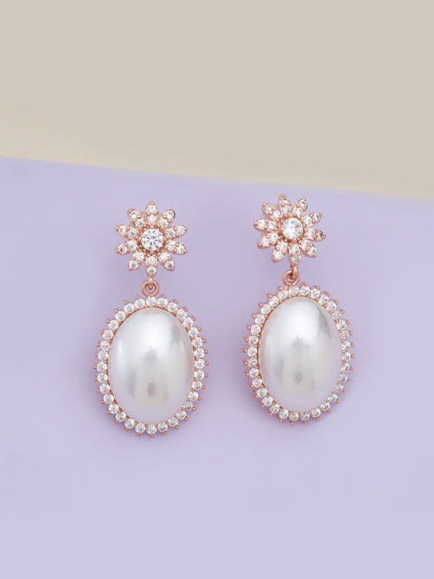 

Kushal's Fashion Jewellery White Oval Drop Earrings