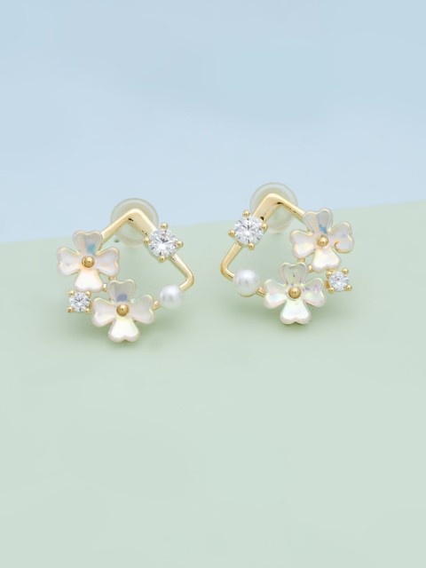 

Kushal's Fashion Jewellery White Floral Studs Earrings