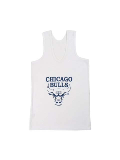 

Fleurt Men White Printed Pure Cotton Innerwear Vests