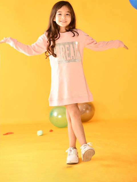 

Anthrilo Pink Applique A-Line Dress
