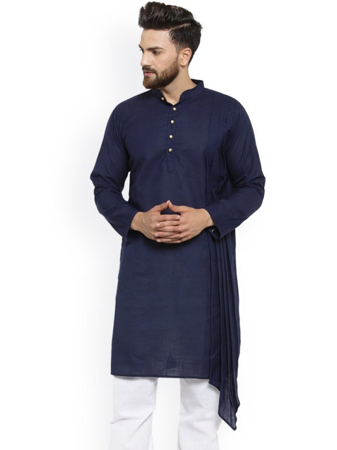 

TREEMODA Men Navy Blue Asymmetric Kurta