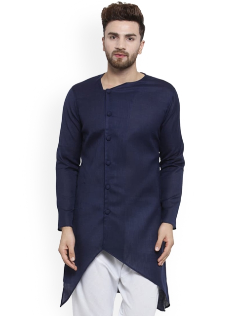 

TREEMODA Men Navy Blue Solid Kurta