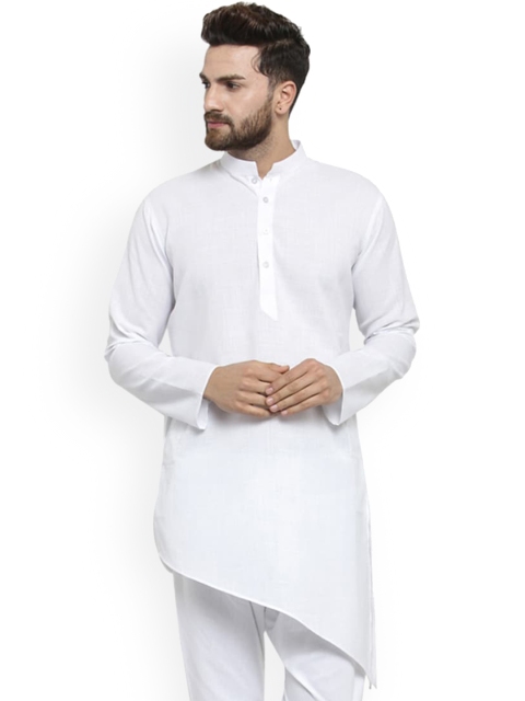 

TREEMODA Men White Solid Straight Kurta