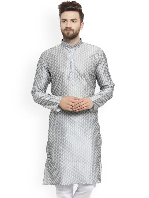 

TREEMODA Men Grey Ethnic Motifs Brocade Kurta