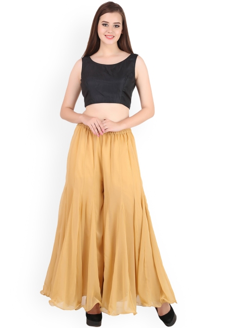

Shararat Women Beige Flared Georgette Palazzo
