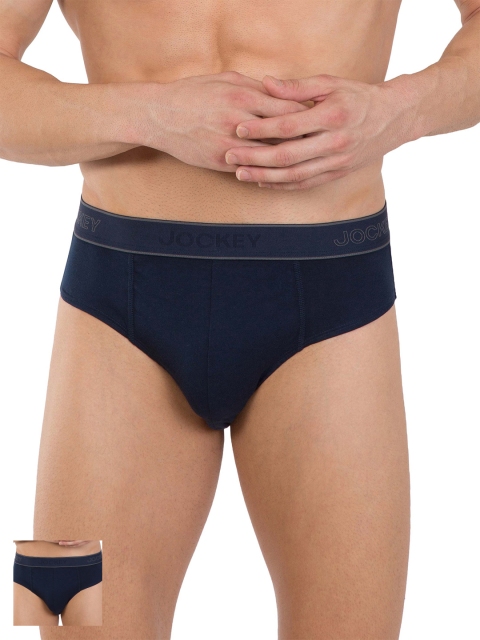 

Jockey Men Navy Pack of 2 Midi Briefs 1010-0205, Navy blue
