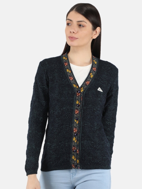 

Monte Carlo Women Navy Blue & Yellow Floral Printed Cardigan