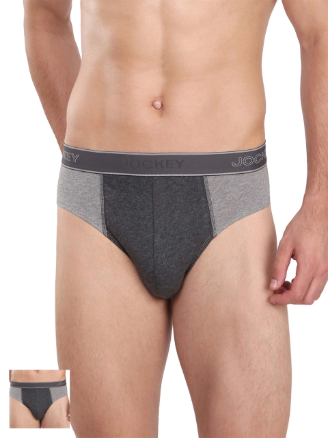 

Jockey Men Grey Melange Pack of 2 Fusion Briefs 1011-0205