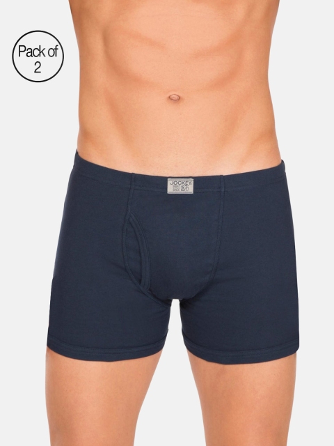 

Jockey Men Pack of 2 Navy Blue Solid Trunks 8008-0205