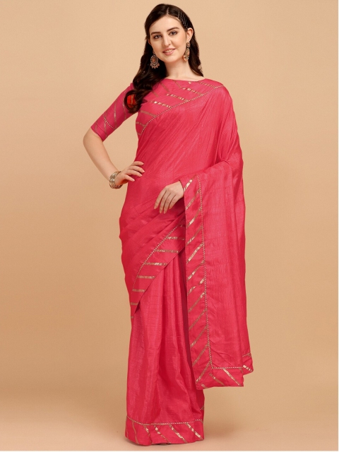 

Amrutam Fab Pink Leheriya Saree