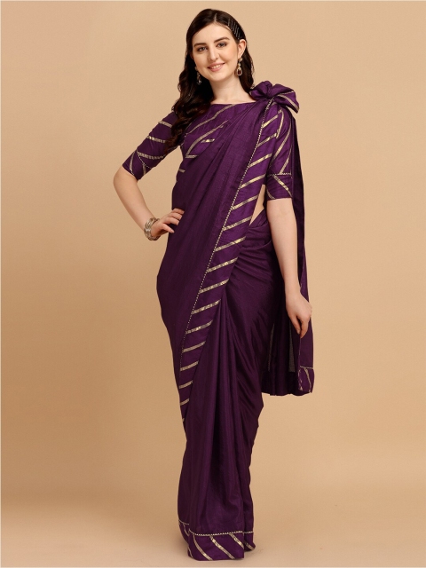 

Amrutam Fab Purple Gotta Patti Leheriya Saree