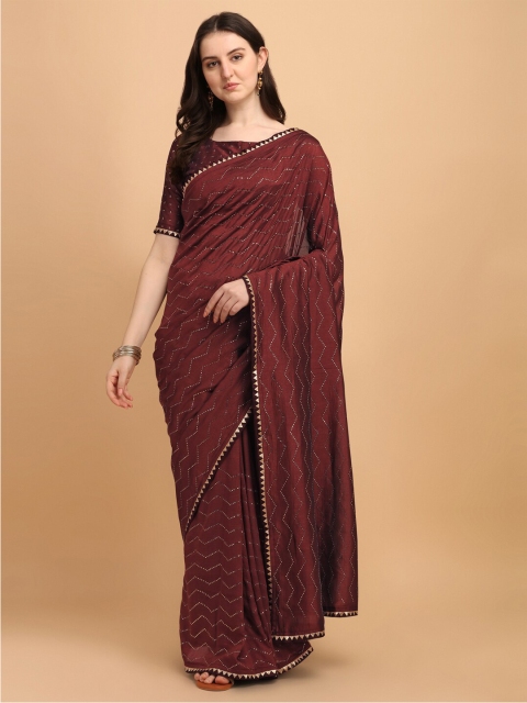 

Amrutam Fab Maroon & Gold-Toned Silk Blend Saree