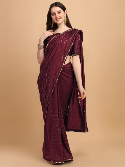 

Amrutam Fab Purple & Gold-Toned Silk Blend Saree
