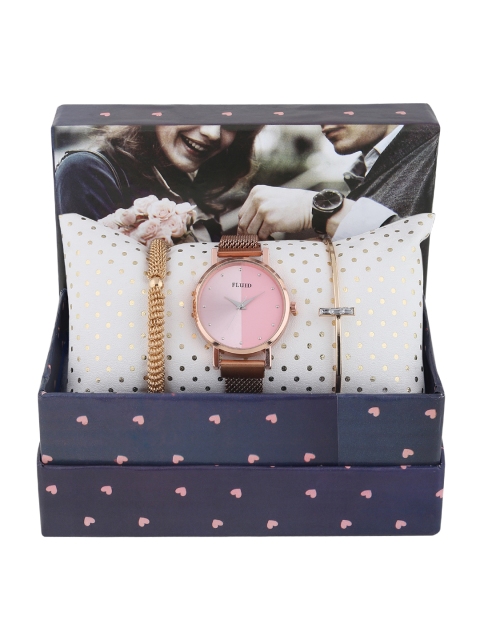 

FLUID Women Rose Gold-Toned Solid Watch Gift Set FL-Watch Gift Set-54