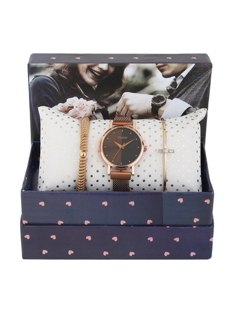

FLUID Women Rose Gold & Black Watch Gift Set FL-Watch Gift Set-38, Assorted