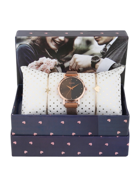 

FLUID Women Rose Gold-Toned Watch & Jewellery Gift Set