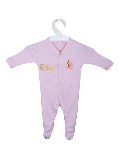 

Baby Moo Infant Pink Embroidered Sleep Suit