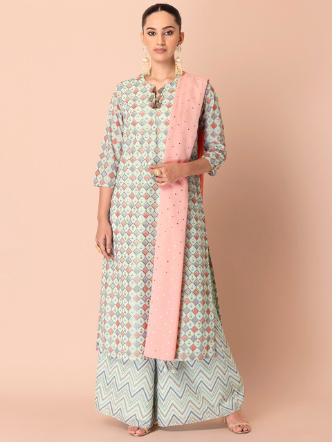 

INDYA Printed Georgette Dupatta, Pink