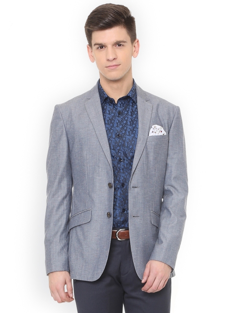 

SIMON CARTER LONDON Men Grey Slim Fit Single-Breasted Formal Blazer