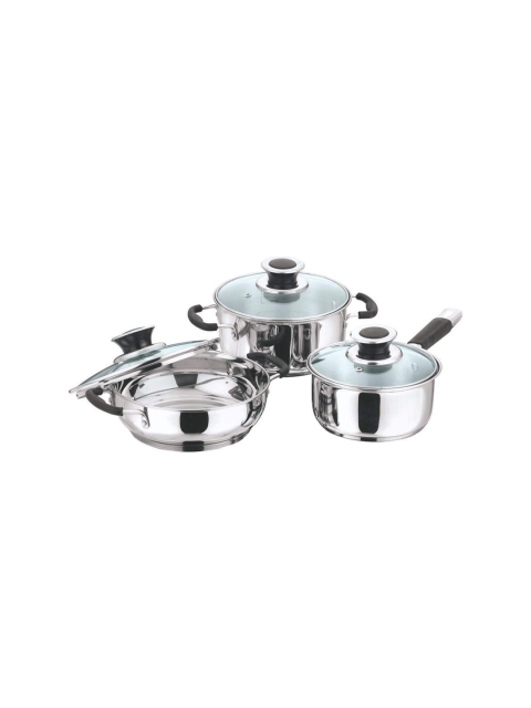 

Vinod Set Of 3 Silver-Toned Solid Stainless Steel Cookware
