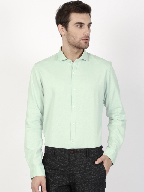 

SIMON CARTER LONDON Men Green Modern Regular Fit Textured Washed Shirt