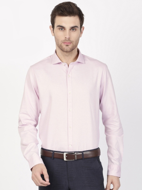 

SIMON CARTER LONDON Men Mauve Modern Regular Fit Textured Washed Formal Shirt