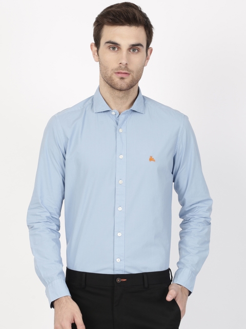 

SIMON CARTER LONDON Men Blue Slim Washed Casual Shirt