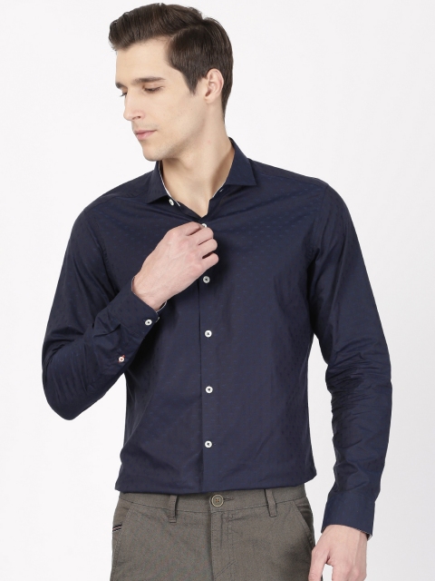 

SIMON CARTER LONDON Men Navy Slim Dragonfly Jacquard Evening Shirt, Navy blue
