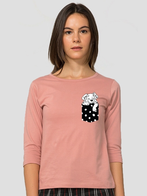 

Bewakoof Women Pink Graphic Printed Round Neck T-shirt