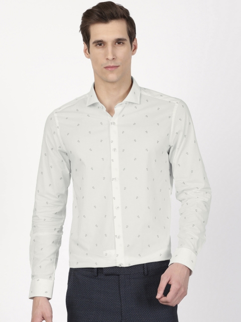 

SIMON CARTER LONDON Men White & Green Slim Fit Printed Casual Shirt