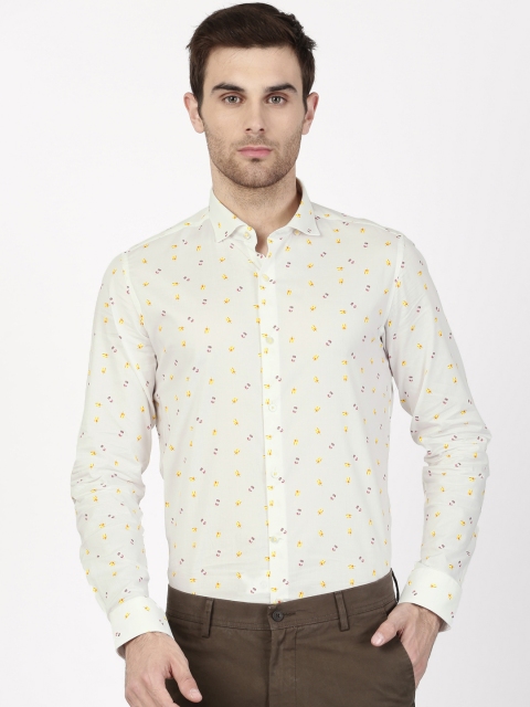

SIMON CARTER LONDON Men White Slim Fit Printed Casual Shirt